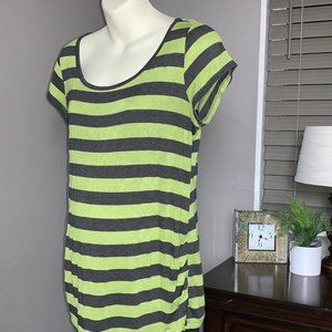 Gray and Green Striped Maternity Top Size Large